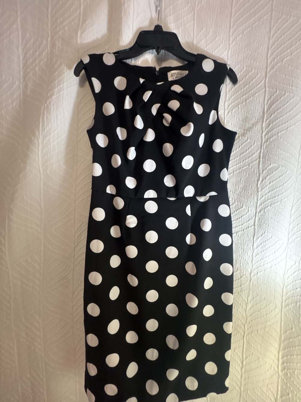 Studio I Petite Black and White Polka Dot Sleeveless Sheath Dress Size 4P